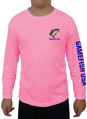 Image of Kid's UPF 50 Long Sleeve Microfiber Moisture Wicking Performance Fishing Shirt Bass - Gamefish USA