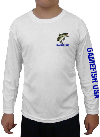 Image of Kid's UPF 50 Long Sleeve Microfiber Moisture Wicking Performance Fishing Shirt Bass - Gamefish USA