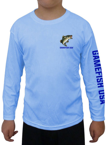 Image of Kid's UPF 50 Long Sleeve Microfiber Moisture Wicking Performance Fishing Shirt Bass - Gamefish USA