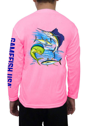 Image of Kid's UPF 50 Long Sleeve Microfiber Moisture Wicking Performance Fishing Shirt Gamefish - Gamefish USA