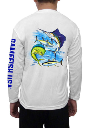 Kid's UPF 50 Long Sleeve Microfiber Moisture Wicking Performance Fishing Shirt Gamefish