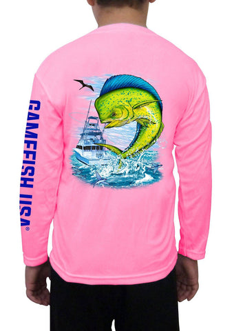 Image of Kid's UPF 50 Long Sleeve Microfiber Moisture Wicking Performance Fishing Shirt Mahi - Gamefish USA