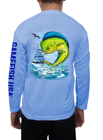 Image of Kid's UPF 50 Long Sleeve Microfiber Moisture Wicking Performance Fishing Shirt Mahi - Gamefish USA