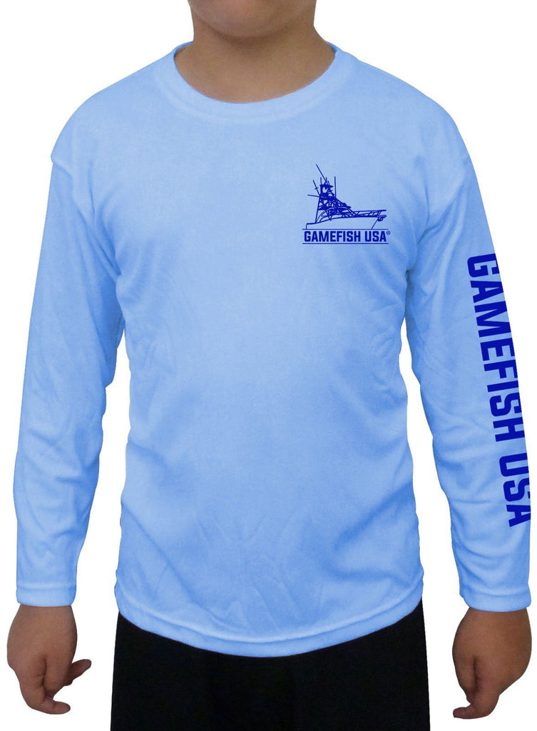 Kid's UPF 50 Long Sleeve Microfiber Moisture Wicking Performance Fishing Shirt Marlin - Gamefish USA