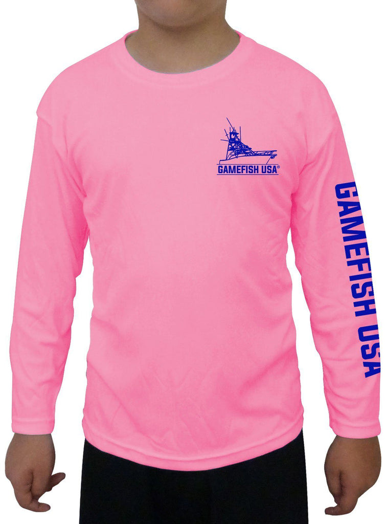 Kid's UPF 50 Long Sleeve Microfiber Moisture Wicking Performance Fishing Shirt Marlin - Gamefish USA