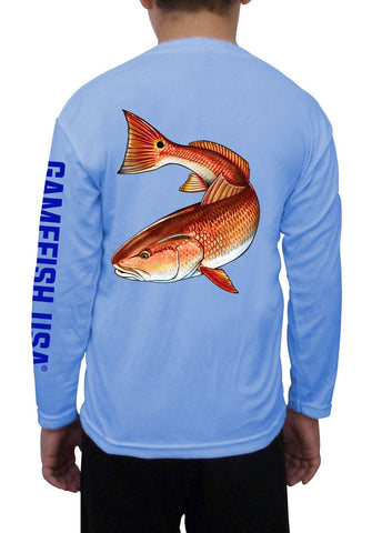 Image of Kid's UPF 50 Long Sleeve Microfiber Moisture Wicking Performance Fishing Shirt Redfish - Gamefish USA