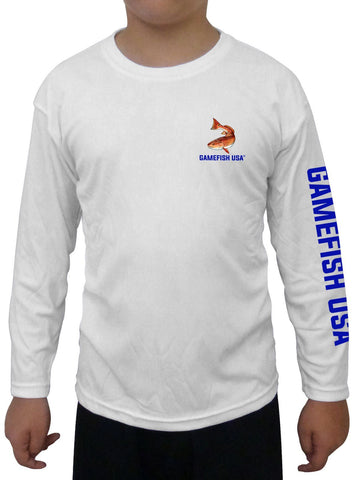 Image of Kid's UPF 50 Long Sleeve Microfiber Moisture Wicking Performance Fishing Shirt Redfish - Gamefish USA