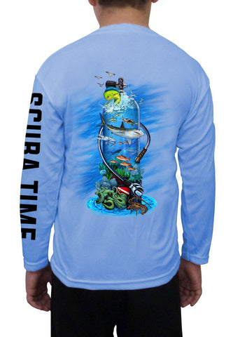Image of Kid's UPF 50 Long Sleeve Microfiber Moisture Wicking Performance Fishing Shirt Scuba Tank - Gamefish USA