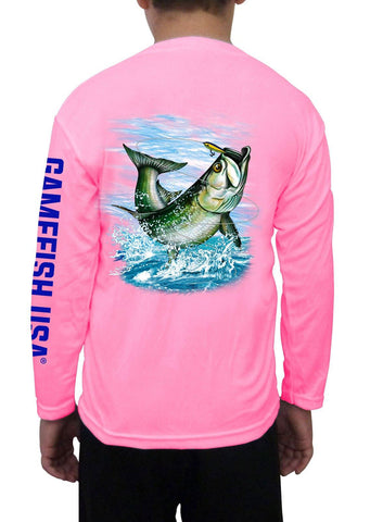 Image of Kid's UPF 50 Long Sleeve Microfiber Moisture Wicking Performance Fishing Shirt Snook - Gamefish USA