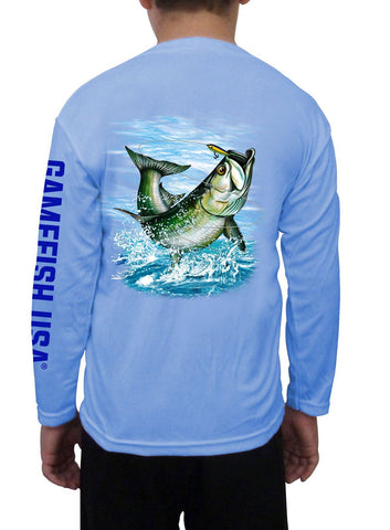 Image of Kid's UPF 50 Long Sleeve Microfiber Moisture Wicking Performance Fishing Shirt Snook - Gamefish USA