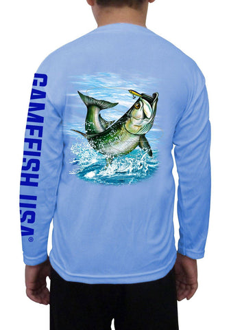 Image of Kid's UPF 50 Long Sleeve Microfiber Moisture Wicking Performance Fishing Shirt Tarpon - Gamefish USA