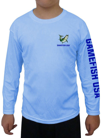Image of Kid's UPF 50 Long Sleeve Microfiber Moisture Wicking Performance Fishing Shirt Tarpon - Gamefish USA
