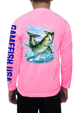 Image of Kid's UPF 50 Long Sleeve Microfiber Moisture Wicking Performance Fishing Shirt Tarpon - Gamefish USA