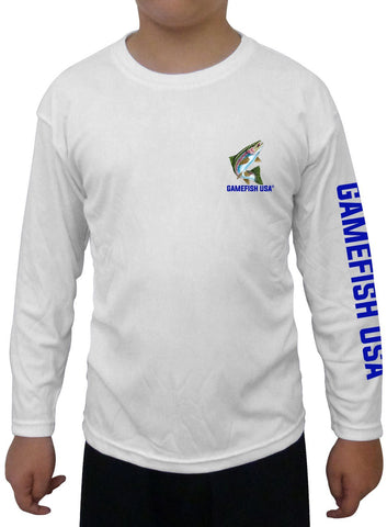 Image of Kid's UPF 50 Long Sleeve Microfiber Moisture Wicking Performance Fishing Shirt Trout - Gamefish USA