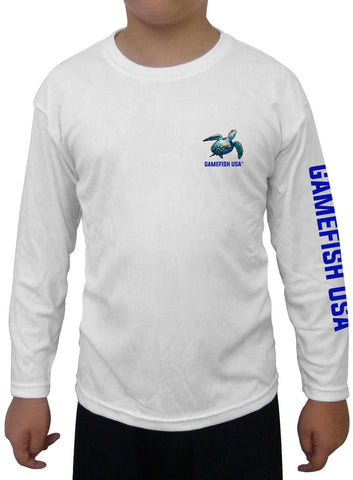 Image of Kid's UPF 50 Long Sleeve Microfiber Moisture Wicking Performance Fishing Shirt Turtles - Gamefish USA