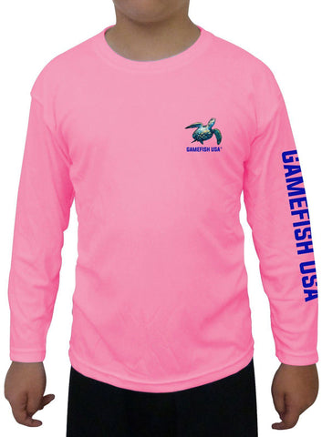 Image of Kid's UPF 50 Long Sleeve Microfiber Moisture Wicking Performance Fishing Shirt Turtles - Gamefish USA