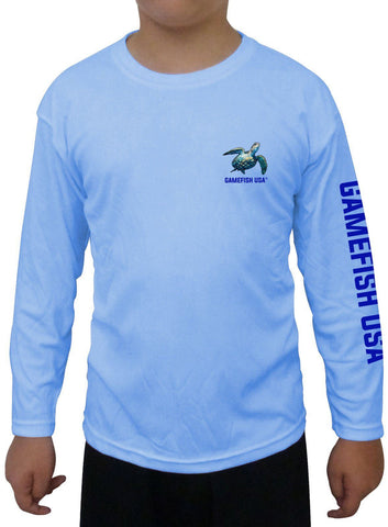 Image of Kid's UPF 50 Long Sleeve Microfiber Moisture Wicking Performance Fishing Shirt Turtles - Gamefish USA