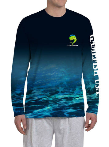 Image of Men's UPF 50 Long Sleeve All Over Print Performance Fishing Shirt Mahi - Gamefish USA