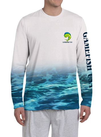 Image of Men's UPF 50 Long Sleeve All Over Print Performance Fishing Shirt Mahi - Gamefish USA
