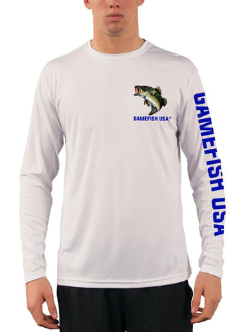 Image of Men's UPF 50 Long Sleeve Microfiber Moisture Wicking Performance Fishing Shirt Bass Repeat - Gamefish USA