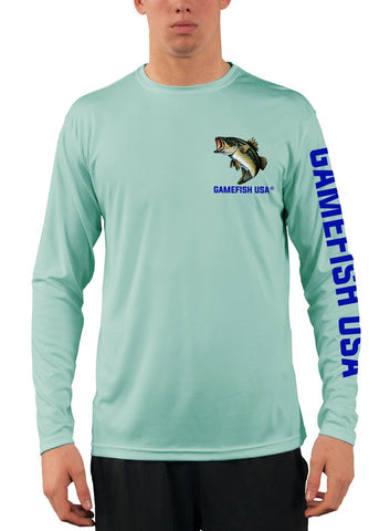 Image of Men's UPF 50 Long Sleeve Microfiber Moisture Wicking Performance Fishing Shirt Bass Repeat - Gamefish USA