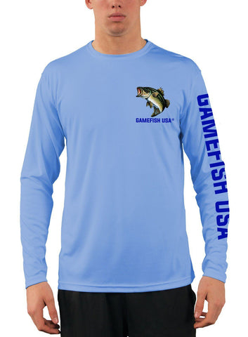 Image of Men's UPF 50 Long Sleeve Microfiber Moisture Wicking Performance Fishing Shirt Bass Repeat - Gamefish USA