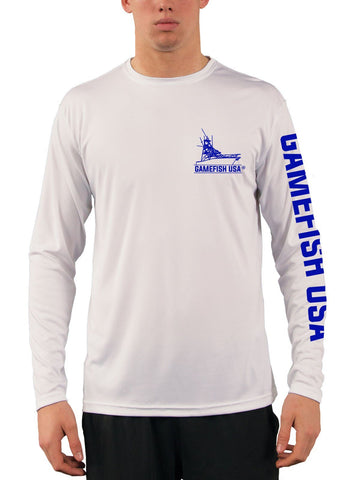 Image of Men's UPF 50 Long Sleeve Microfiber Moisture Wicking Performance Fishing Shirt Gamefish Repeat - Gamefish USA