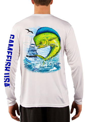 Image of Men's UPF 50 Long Sleeve Microfiber Moisture Wicking Performance Fishing Shirt Mahi - Gamefish USA