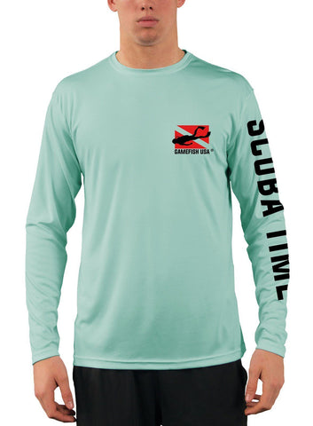 Image of Men's UPF 50 Long Sleeve Microfiber Moisture Wicking Performance Fishing Shirt Scuba Flag - Gamefish USA