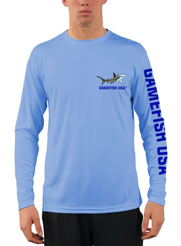 Image of Men's UPF 50 Long Sleeve Microfiber Moisture Wicking Performance Fishing Shirt Sharks - Gamefish USA
