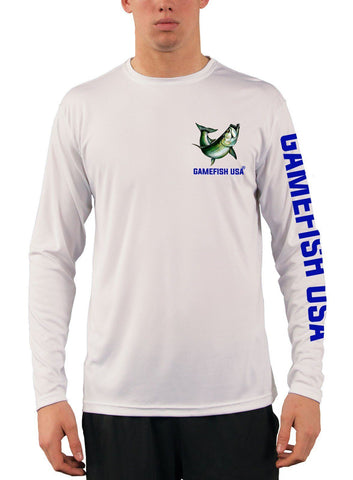 Image of Men's UPF 50 Long Sleeve Microfiber Moisture Wicking Performance Fishing Shirt Tarpon - Gamefish USA