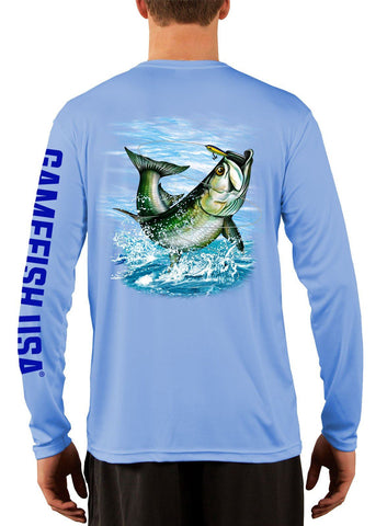 Image of Men's UPF 50 Long Sleeve Microfiber Moisture Wicking Performance Fishing Shirt Tarpon - Gamefish USA