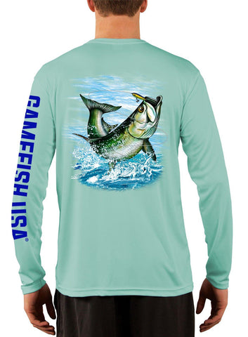 Image of Men's UPF 50 Long Sleeve Microfiber Moisture Wicking Performance Fishing Shirt Tarpon - Gamefish USA