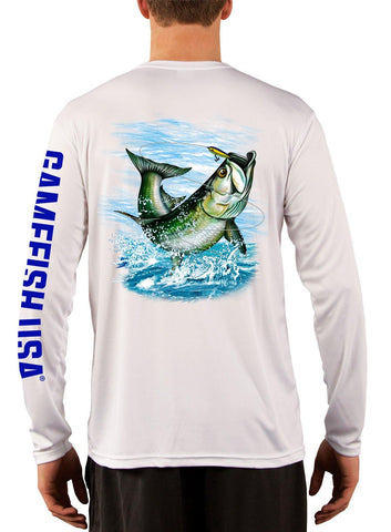 Image of Men's UPF 50 Long Sleeve Microfiber Moisture Wicking Performance Fishing Shirt Tarpon - Gamefish USA