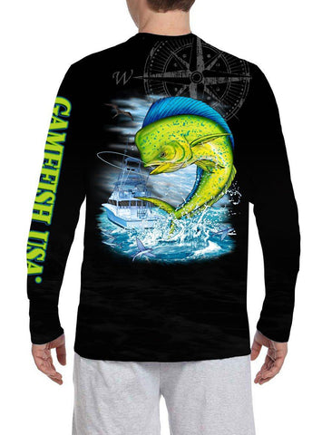 Image of Men's UPF 50 Long Sleeve Microfiber Moisture Wicking Performance Mahi - Gamefish USA