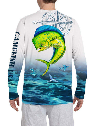 Image of Men's UPF 50 Long Sleeve Microfiber Moisture Wicking Performance Mahi - Gamefish USA