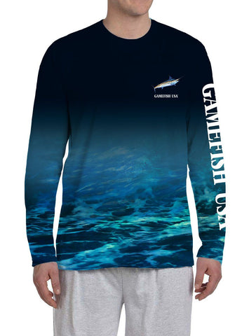 Image of Men's UPF 50 Long Sleeve Microfiber Moisture Wicking Performance Marlin - Gamefish USA