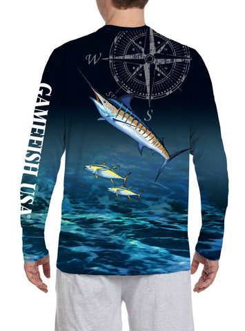 Image of Men's UPF 50 Long Sleeve Microfiber Moisture Wicking Performance Marlin - Gamefish USA