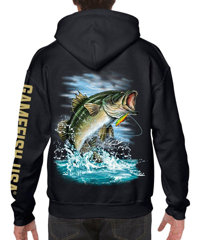Image of Pullover Fleece Hooded Fishing Sweatshirt Bass Fishing Hoodie - Gamefish USA