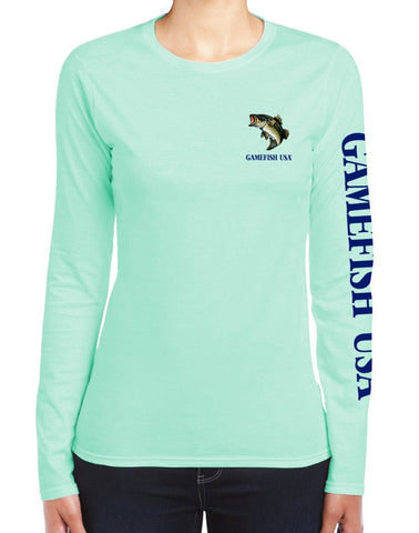 Image of Women's UPF 50 Lightweight Microfiber Moisture Wicking Performance Fishing Shirt Bass - Gamefish USA