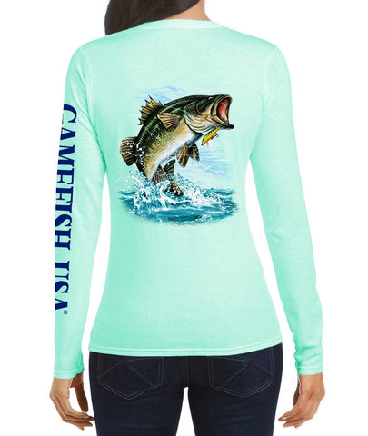 Image of Women's UPF 50 Lightweight Microfiber Moisture Wicking Performance Fishing Shirt Bass - Gamefish USA