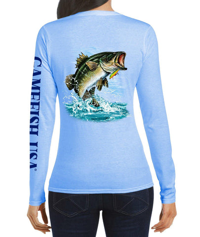 Image of Women's UPF 50 Lightweight Microfiber Moisture Wicking Performance Fishing Shirt Bass - Gamefish USA