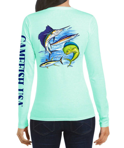 Image of Women's UPF 50 Lightweight Microfiber Moisture Wicking Performance Fishing Shirt Gamefish - Gamefish USA