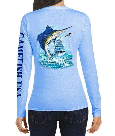 Image of Women's UPF 50 Lightweight Microfiber Moisture Wicking Performance Fishing Shirt Sailfish - Gamefish USA