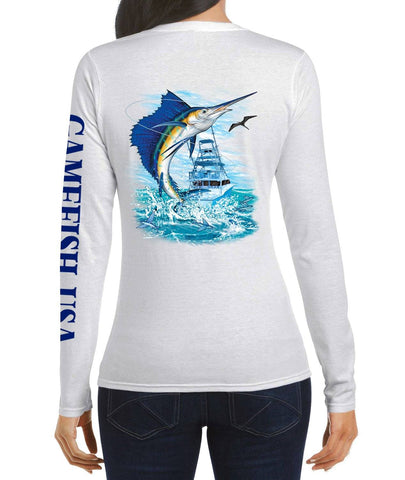 Image of Women's UPF 50 Lightweight Microfiber Moisture Wicking Performance Fishing Shirt Sailfish - Gamefish USA