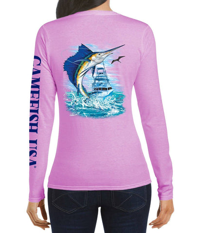 Image of Women's UPF 50 Lightweight Microfiber Moisture Wicking Performance Fishing Shirt Sailfish - Gamefish USA