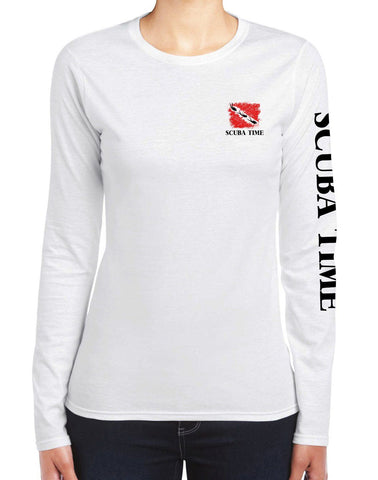 Image of Women's UPF 50 Lightweight Microfiber Moisture Wicking Performance Fishing Shirt Scuba Diving Flag - Gamefish USA