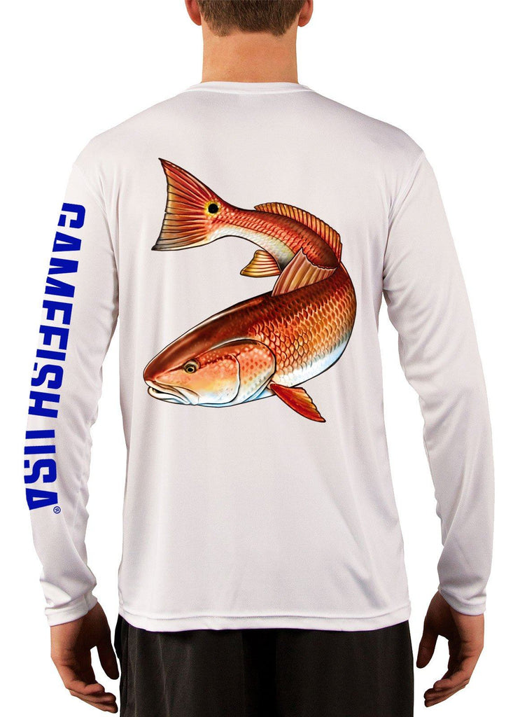 Men's UPF 50 Long Sleeve Microfiber Moisture Wicking Performance Fishing Shirt Redfish - Gamefish USA
