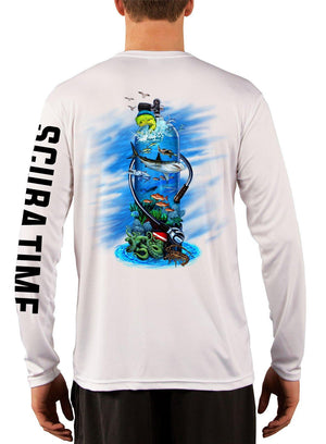 Men's UPF 50 Long Sleeve Microfiber Moisture Wicking Performance Fishing Shirt Scuba Tank - Gamefish USA