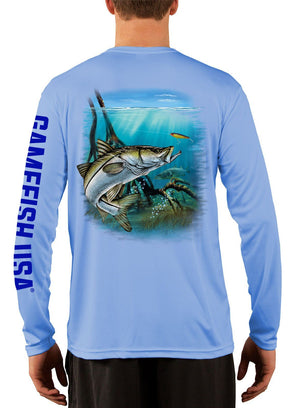 Men's UPF 50 Long Sleeve Microfiber Moisture Wicking Performance Fishing Shirt Snook